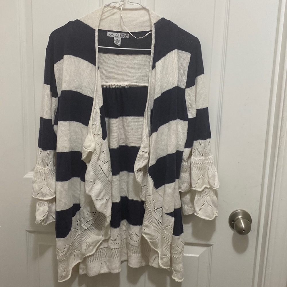 Navy and white lightweight cardigan